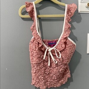 Edikted Textured Pink Ruffle Camisole